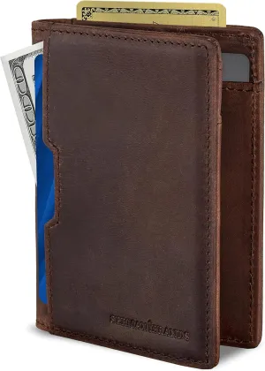 SERMAN BRANDS Wallets for Men Slim Mens leather RFID Blocking Minimalist Card Front Pocket Bifold Travel Thin
