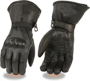 Shaf Milwaukee Leather Motorcycle Mens Riders Waterproof guantlet Long Ultra Knock Out Gloves Gel Palm (S)