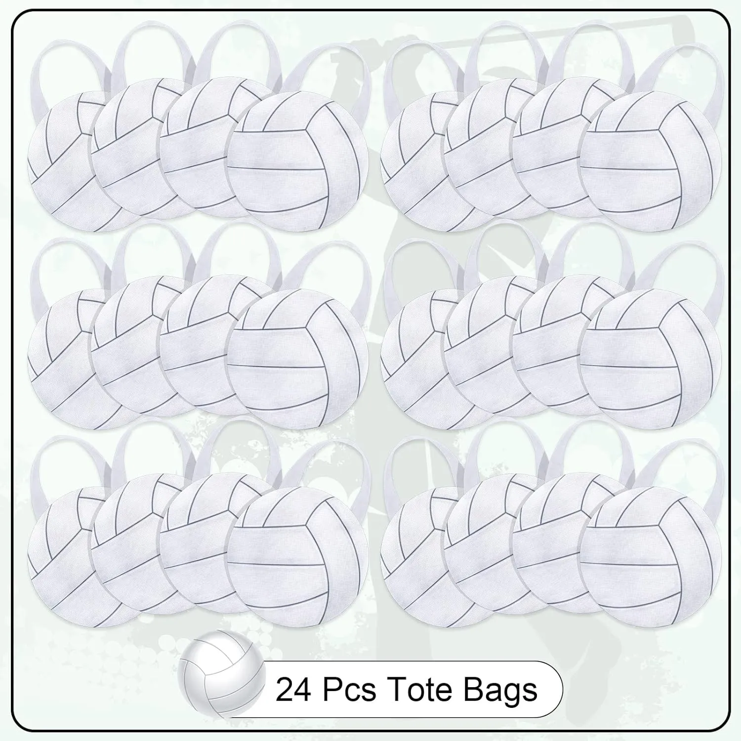 Shihanee 24 Pcs Volleyball Party Favor Bags, Sport Game Treat Handbags, Non Woven Gift Bags for Sport Theme Party Supplies