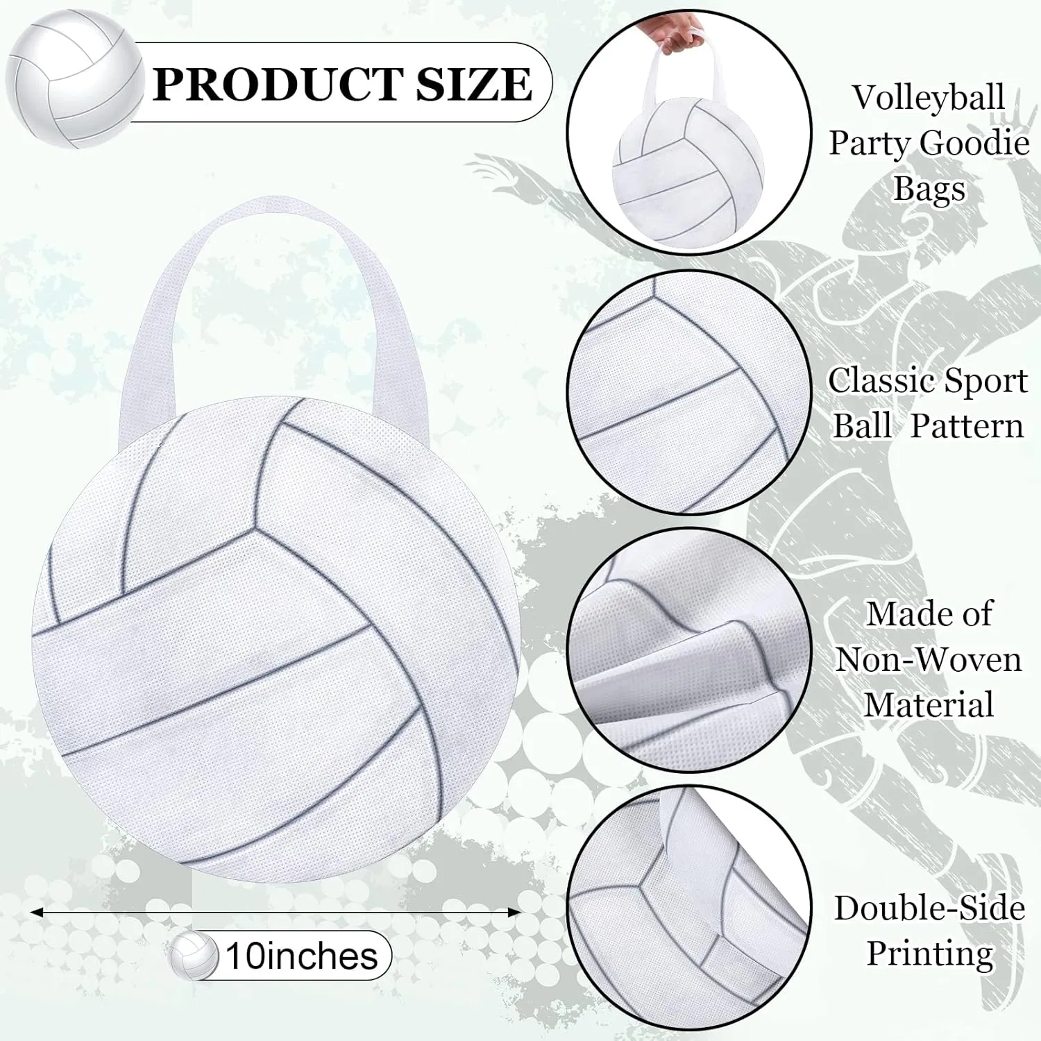 Shihanee 24 Pcs Volleyball Party Favor Bags, Sport Game Treat Handbags, Non Woven Gift Bags for Sport Theme Party Supplies