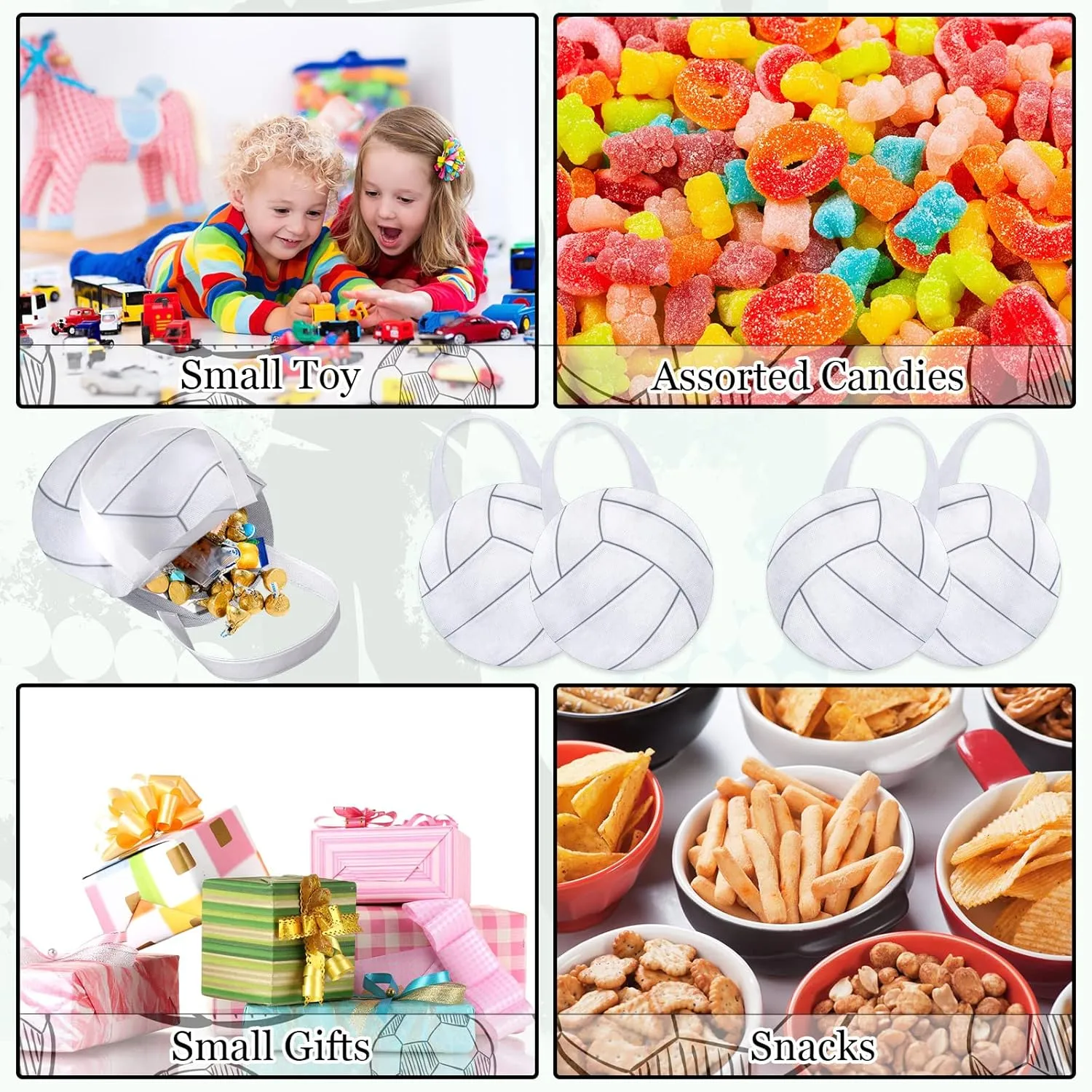 Shihanee 24 Pcs Volleyball Party Favor Bags, Sport Game Treat Handbags, Non Woven Gift Bags for Sport Theme Party Supplies