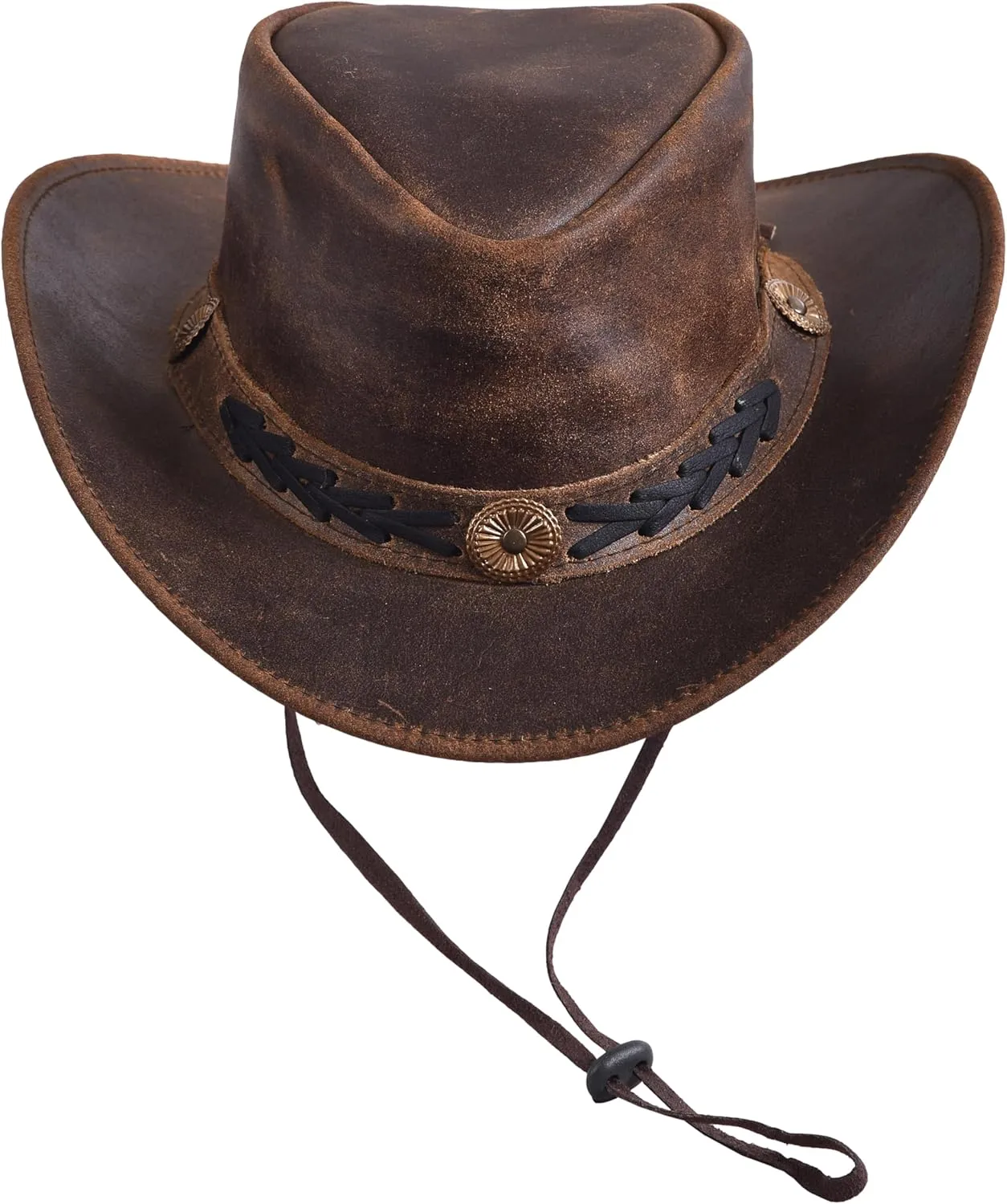 Sidewinder Shapeable Outback hat Western Style Leather Cowboy hat for Men and Women Wide Brim Vintage Old Style