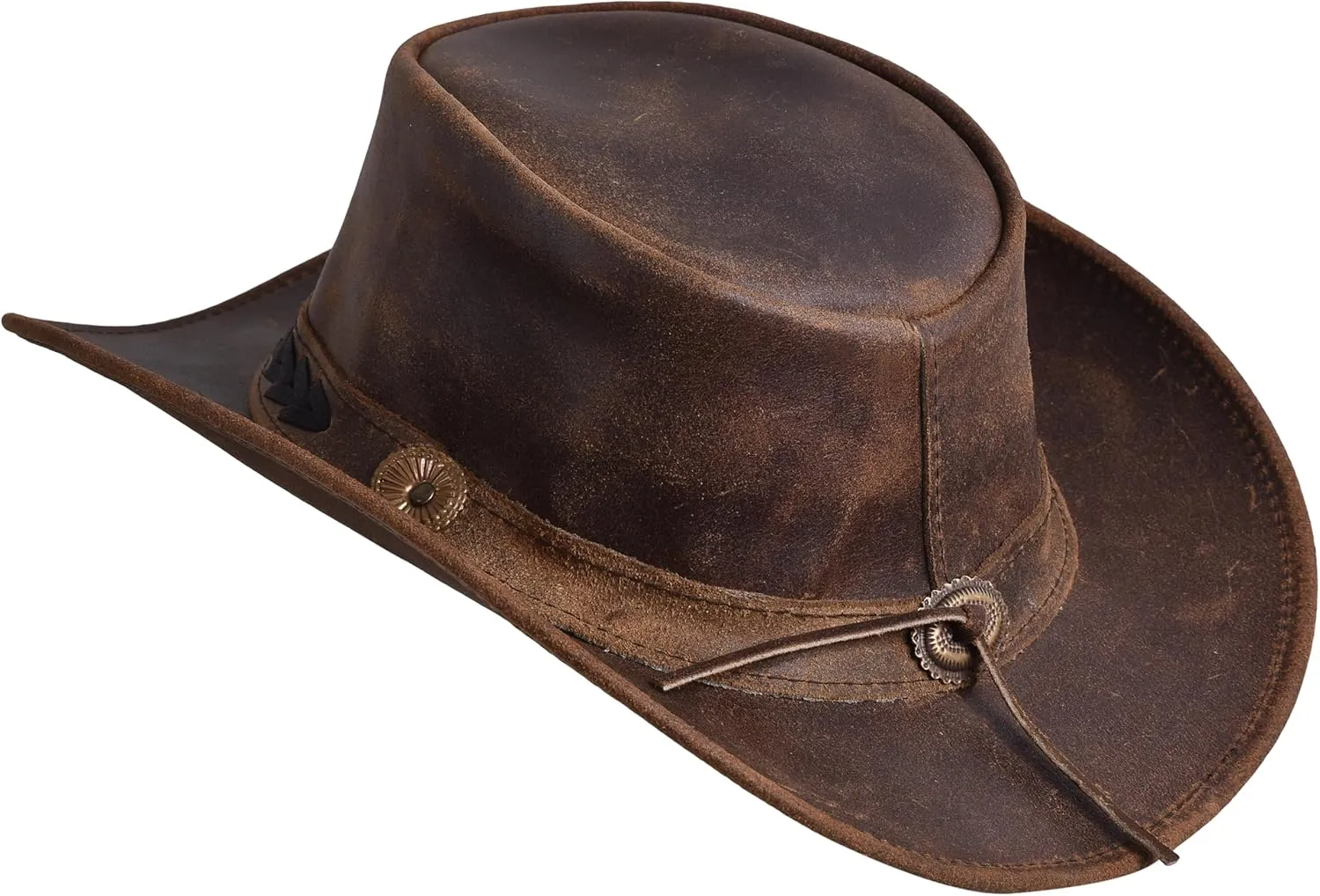 Sidewinder Shapeable Outback hat Western Style Leather Cowboy hat for Men and Women Wide Brim Vintage Old Style
