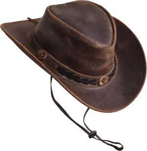 Sidewinder Shapeable Outback hat Western Style Leather Cowboy hat for Men and Women Wide Brim Vintage Old Style