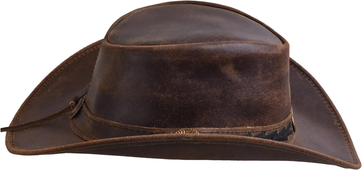 Sidewinder Shapeable Outback hat Western Style Leather Cowboy hat for Men and Women Wide Brim Vintage Old Style