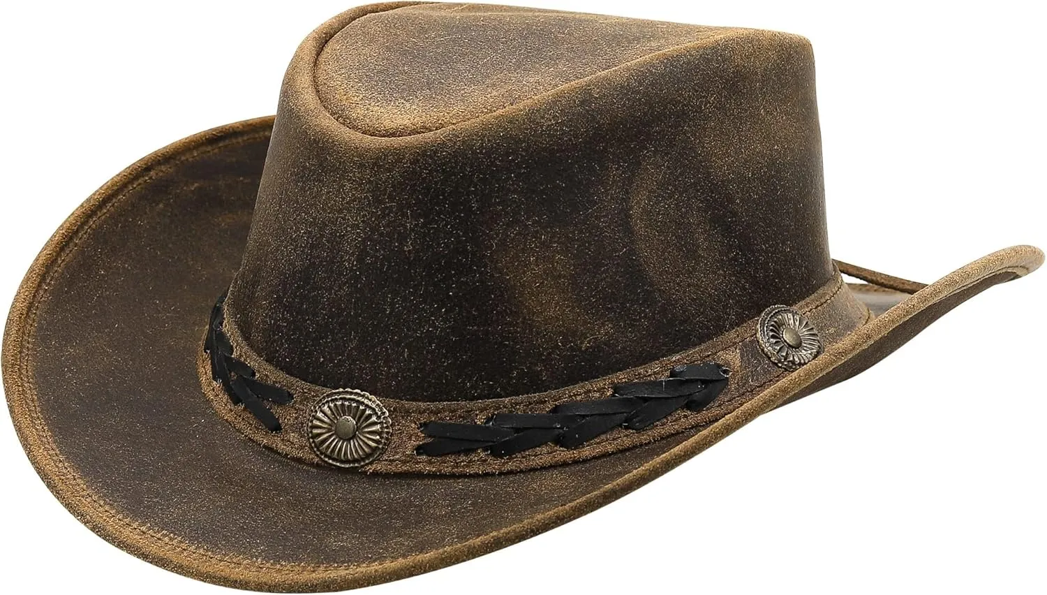 Sidewinder Shapeable Outback hat Western Style Leather Cowboy hat for Men and Women Wide Brim Vintage Old Style