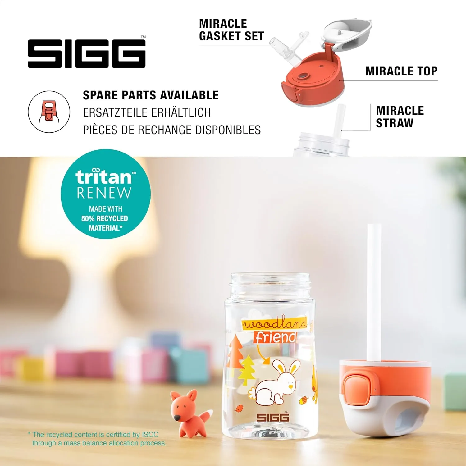 SIGG - Kids Miracle Water Bottle - Furry Friends - Lightweight Tritan with Leak-Proof Lid - One Hand Children's Drink Bottle - 12 Oz
