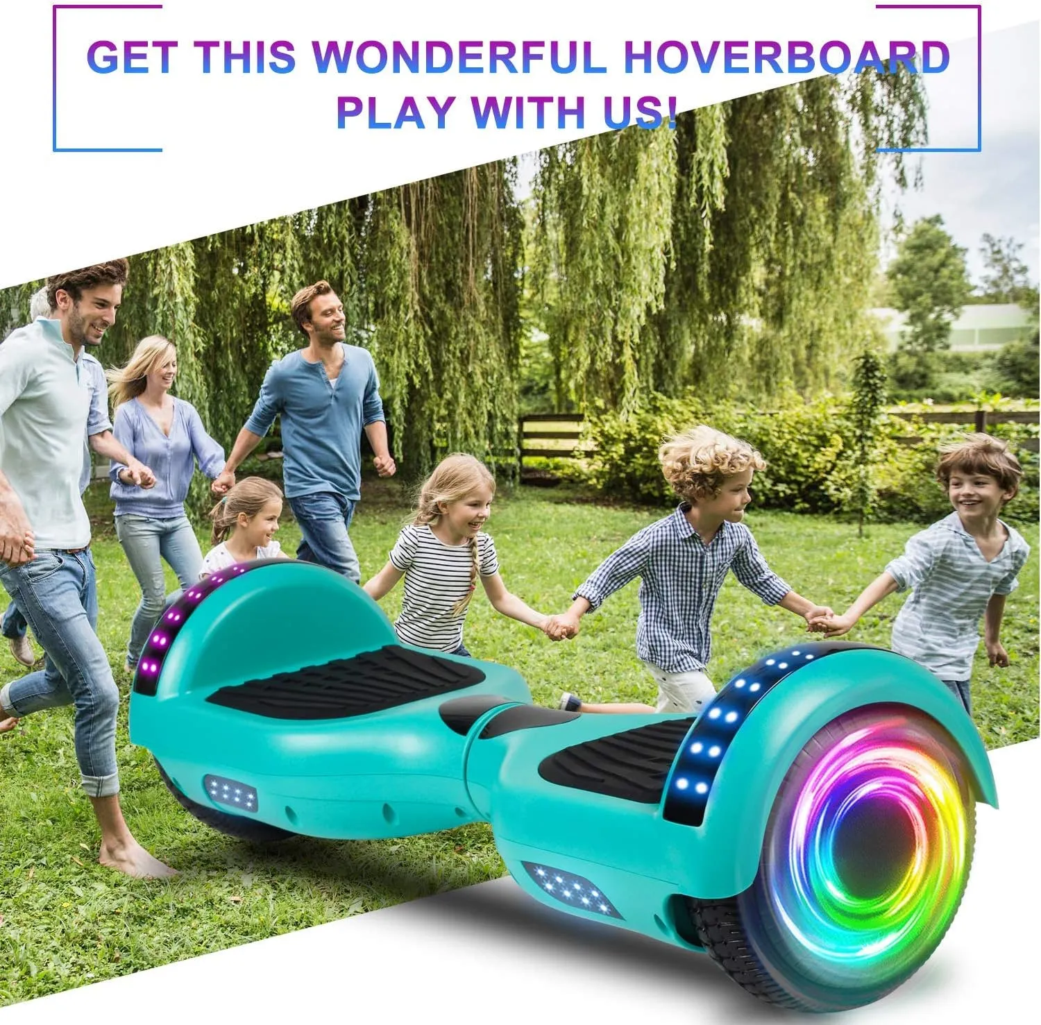 SISIGAD Hoverboard for Kids Ages 6-12, with Built-in Bluetooth Speaker and 6.5" Colorful Lights Wheels, Safety Certified Self Balancing Scooter Gift for Kids