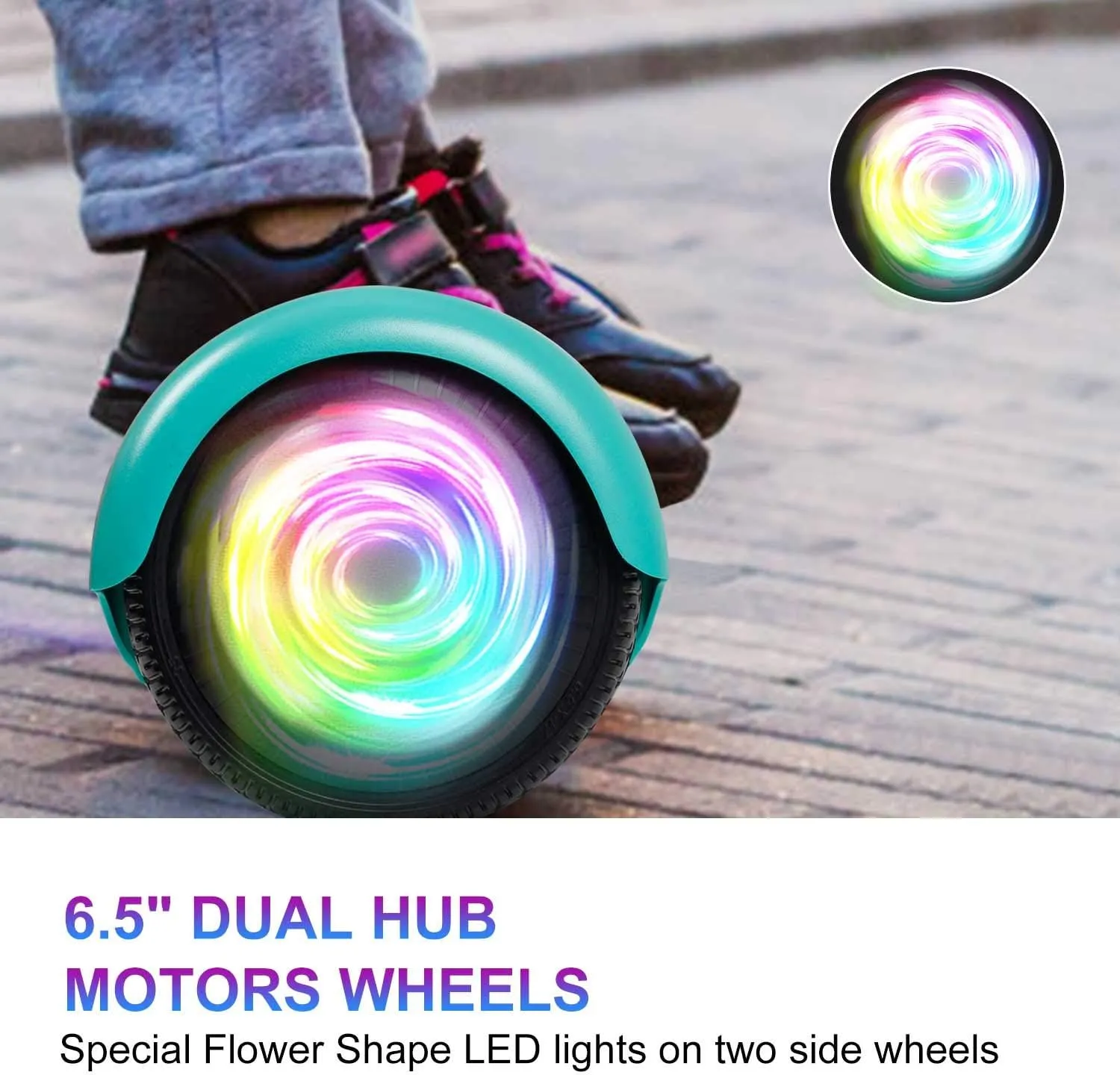 SISIGAD Hoverboard for Kids Ages 6-12, with Built-in Bluetooth Speaker and 6.5" Colorful Lights Wheels, Safety Certified Self Balancing Scooter Gift for Kids