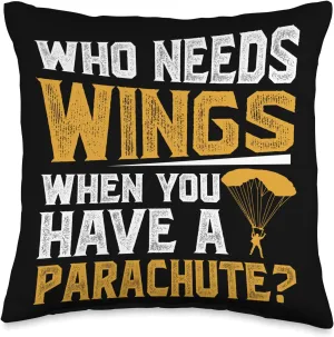 Skydiving Enthusiast Adventure Seeker Parachute Design Throw Pillow