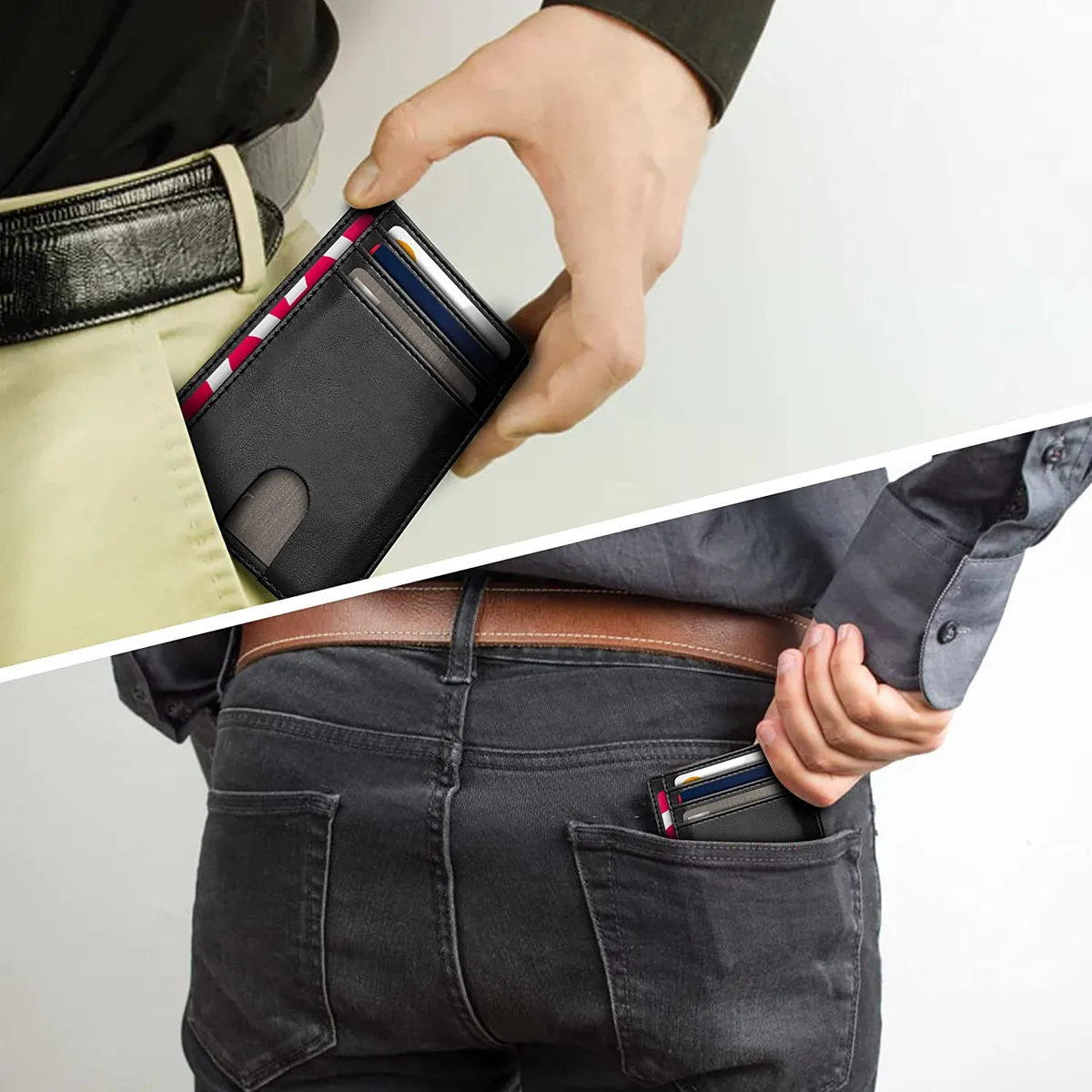 Slim Genuine Leather RFID Minimalistic Card Holder- Saffiano