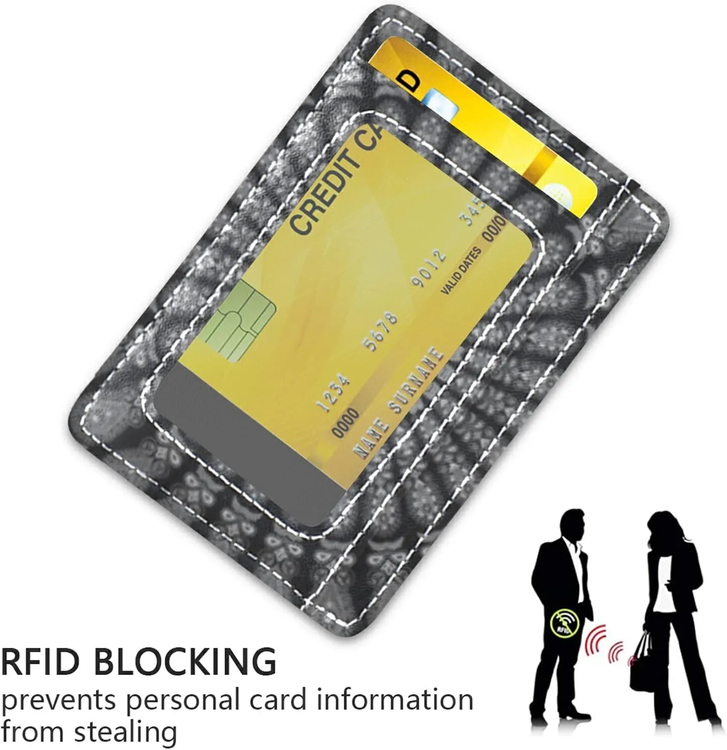 Slim Minimalist Leather Wallet, Front Pocket RFID Blocking Credit Card Holder