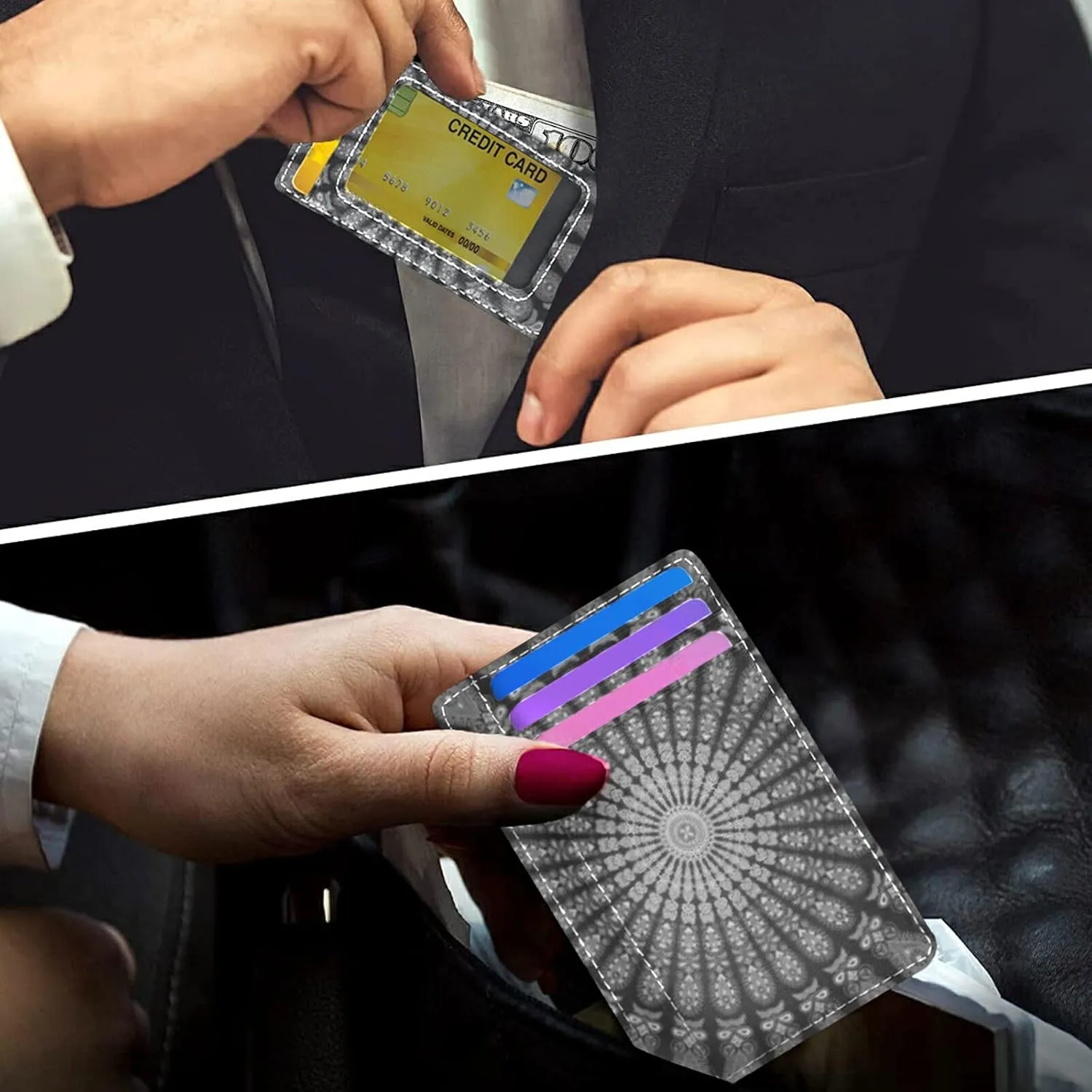 Slim Minimalist Leather Wallet, Front Pocket RFID Blocking Credit Card Holder