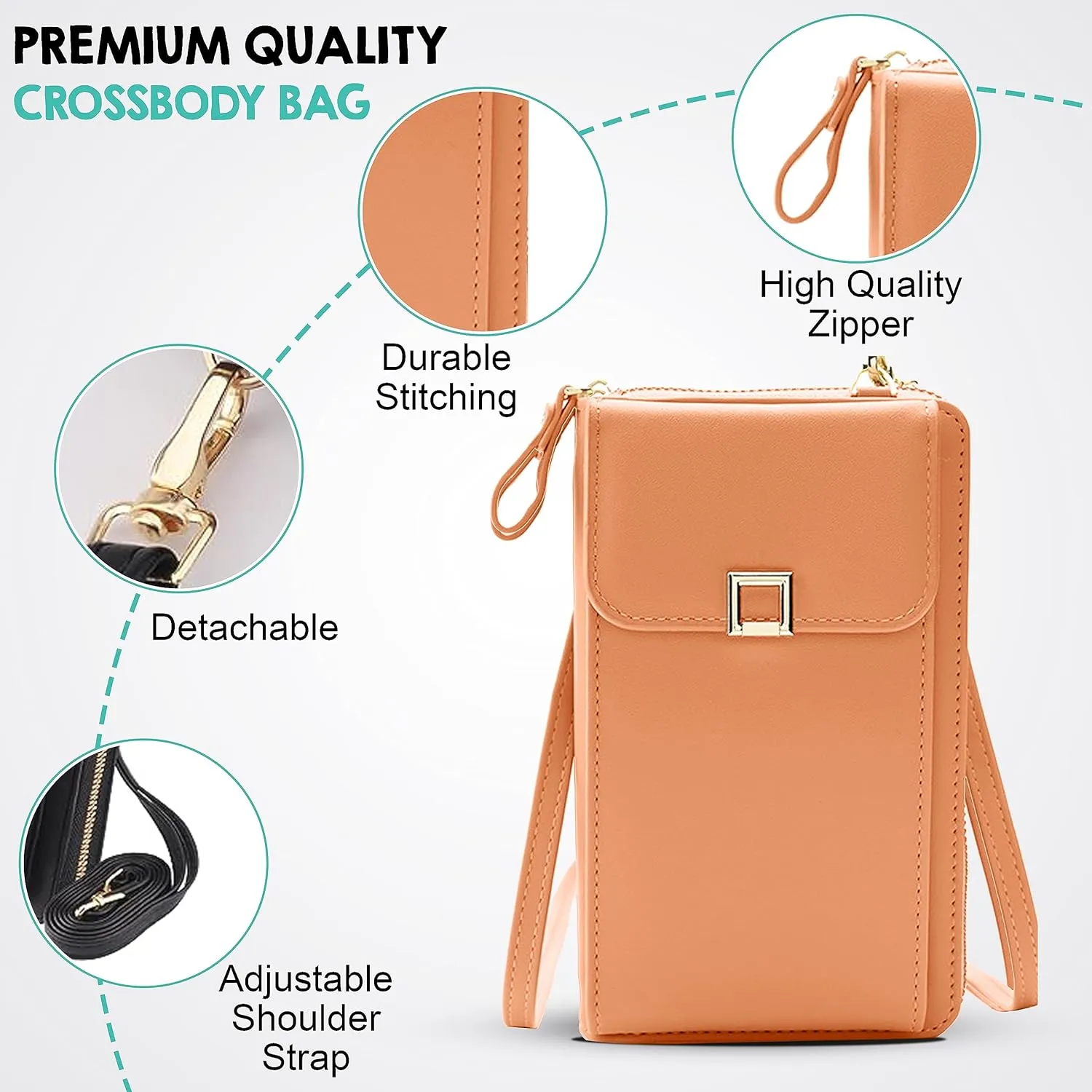 Small Crossbody Bag Cell Phone Purse Mini Messenger Handbag Wallet for Women, Girls, Travel with Adjustable Strap