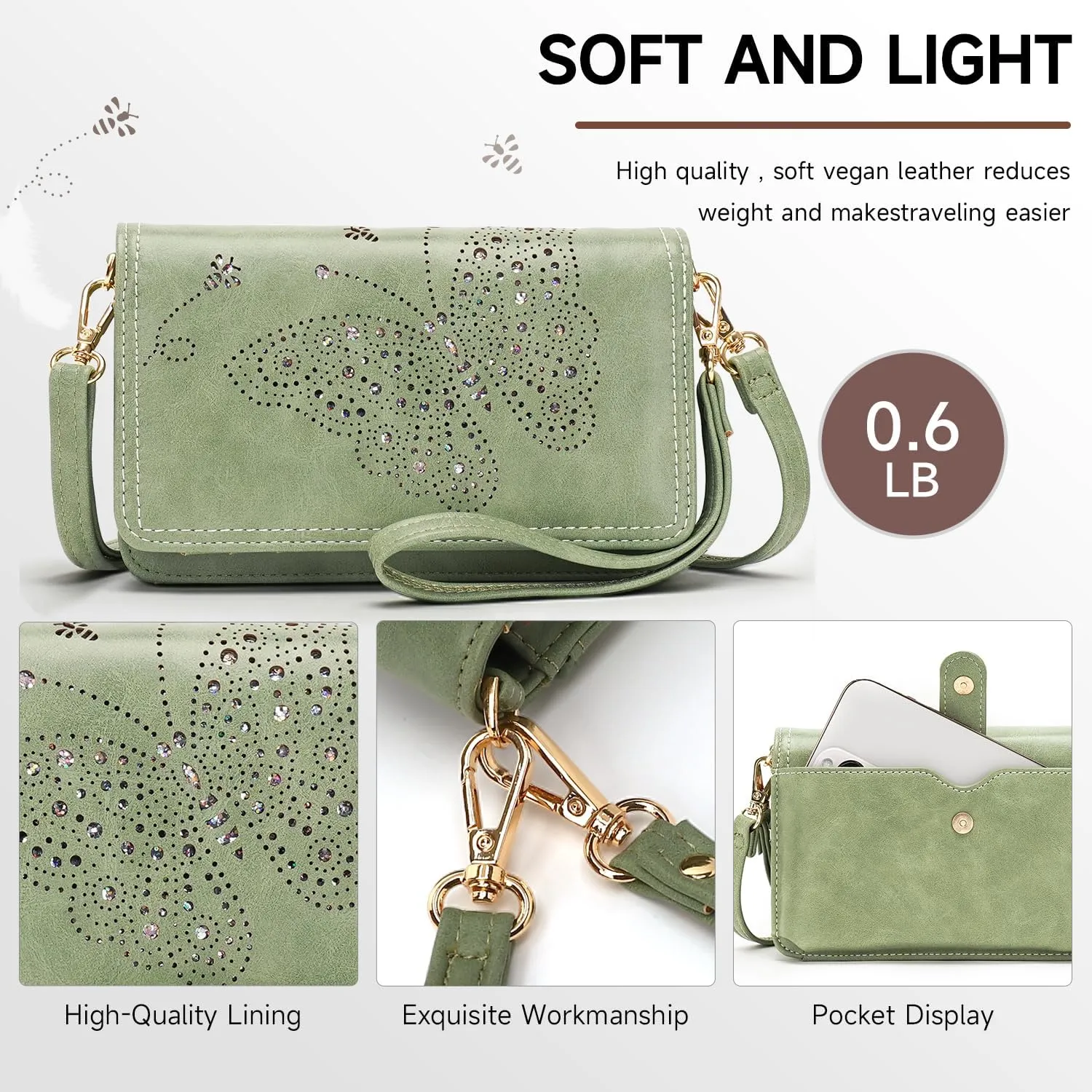 Small Crossbody Bag for Women,Cell Phone Purse Womens Shoulder Handbags Wallet Purse with Credit Card Slots Wristlet