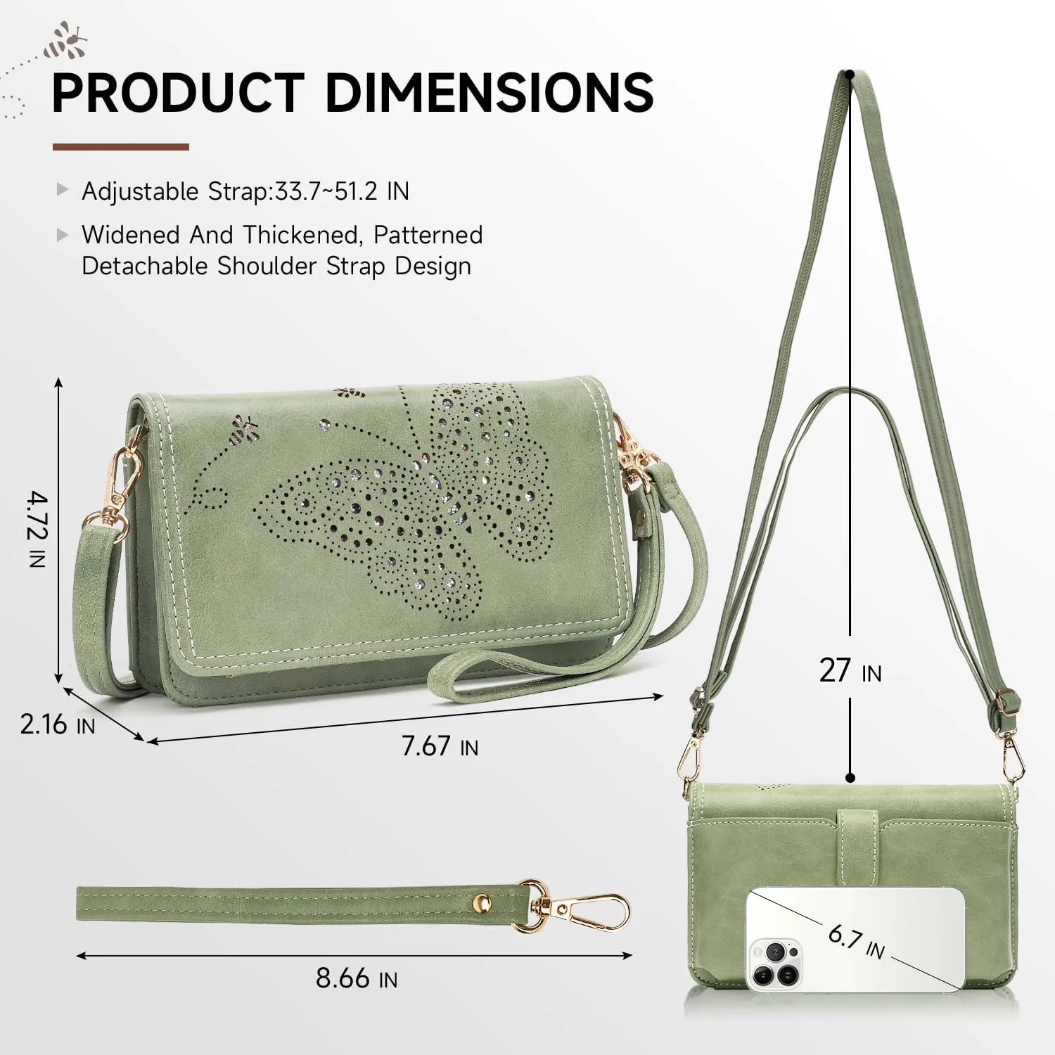 Small Crossbody Bag for Women,Cell Phone Purse Womens Shoulder Handbags Wallet Purse with Credit Card Slots Wristlet