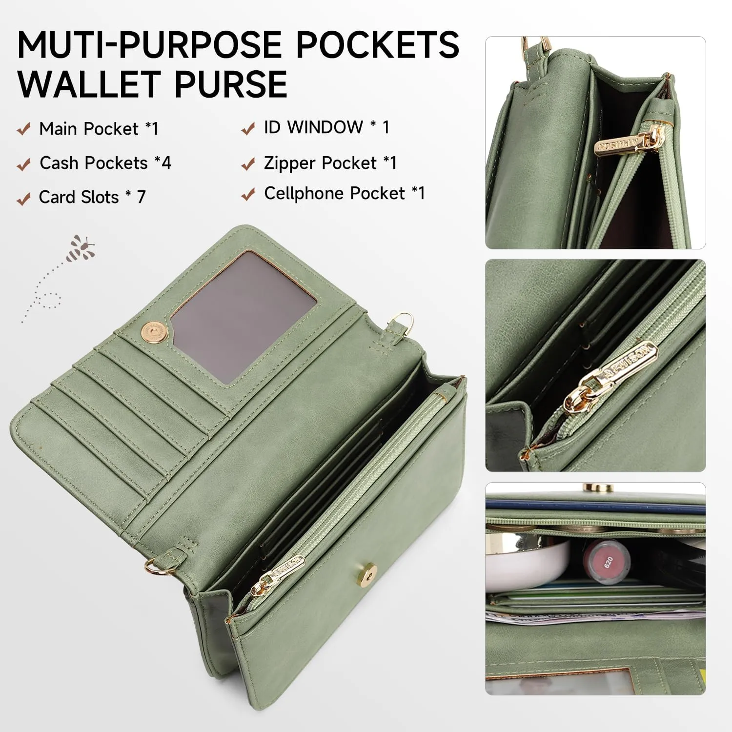 Small Crossbody Bag for Women,Cell Phone Purse Womens Shoulder Handbags Wallet Purse with Credit Card Slots Wristlet