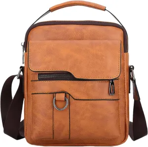 Small Crossbody Bag, Mens Shoulder Bag, Vintage leather Bag Office Business for Men, Handbag Purse Zipper