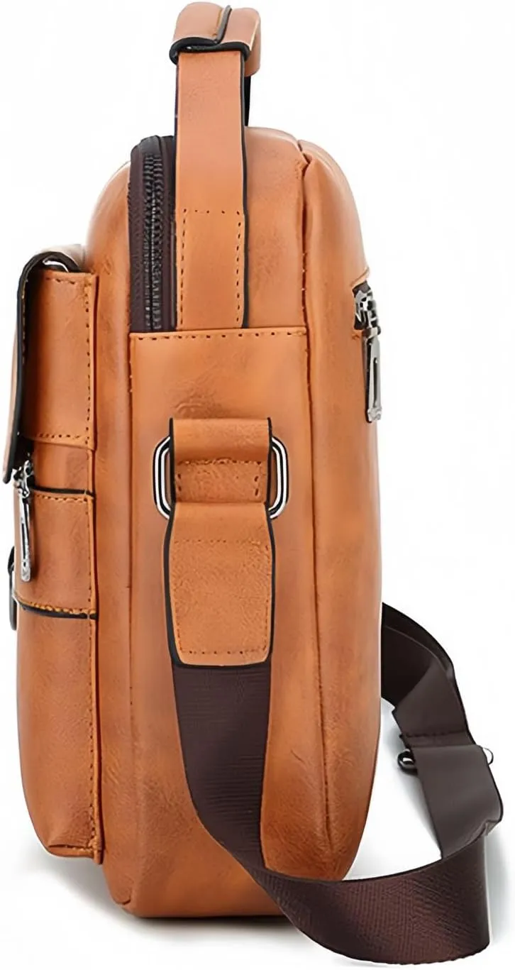 Small Crossbody Bag, Mens Shoulder Bag, Vintage leather Bag Office Business for Men, Handbag Purse Zipper