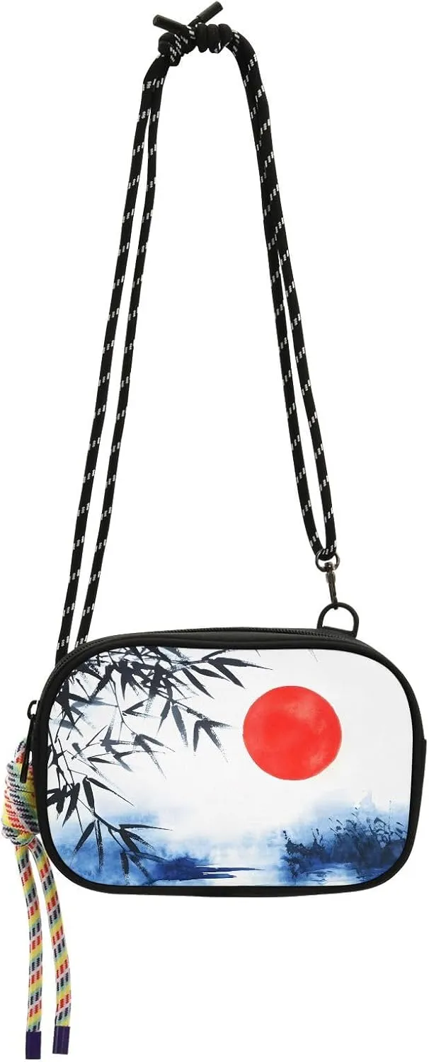Small Crossbody Bags Chinoiserie Ink Art Print Phone Purse Wallet for Women Shoulder Bag with Cute Rope Straps