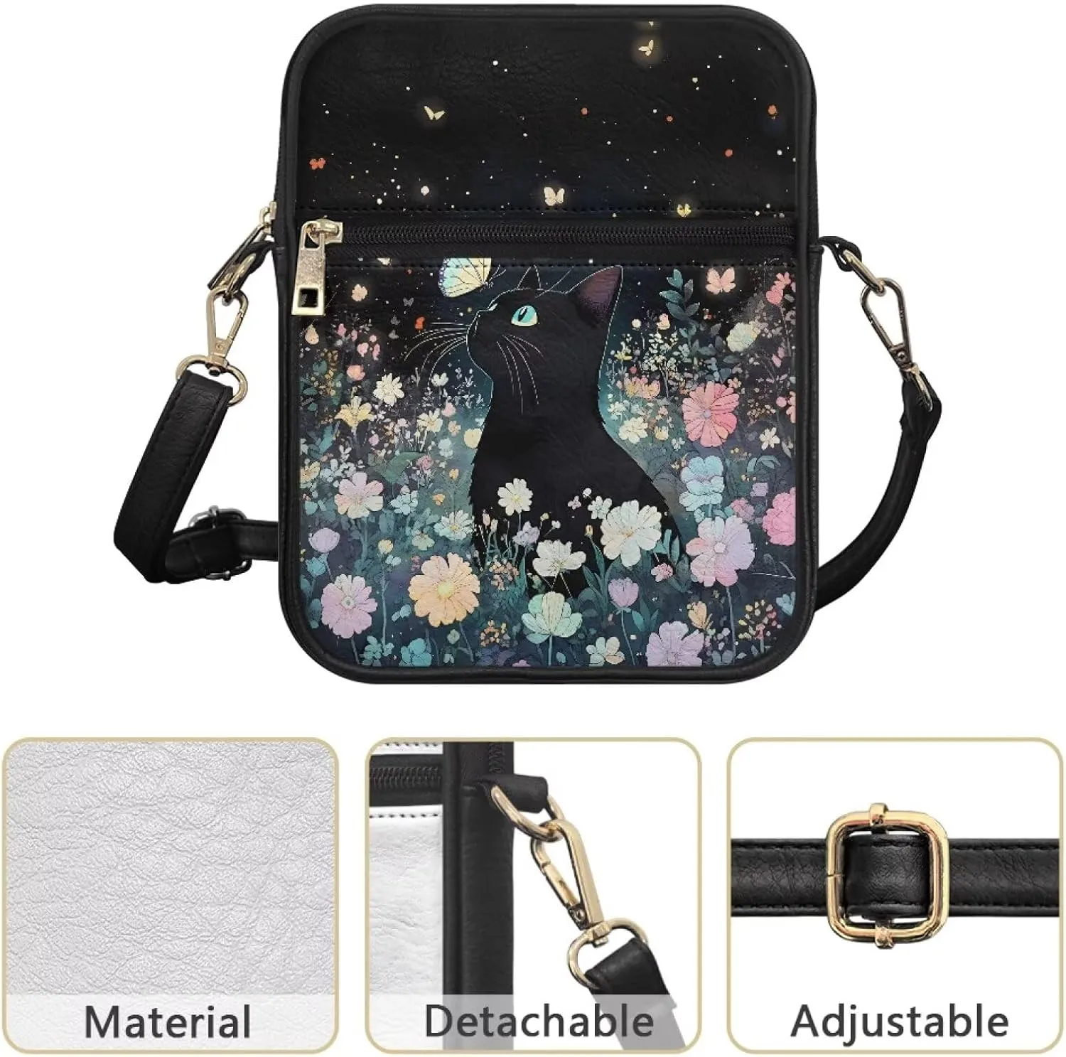Small Leather Crossbody Messenger Bag for Men Women Soft Sling Shoulder Purse Satchel with Card Slot Zipper Pocket