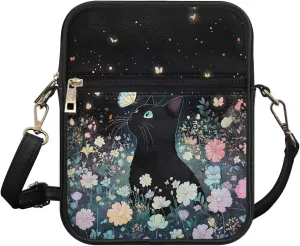 Small Leather Crossbody Messenger Bag for Men Women Soft Sling Shoulder Purse Satchel with Card Slot Zipper Pocket