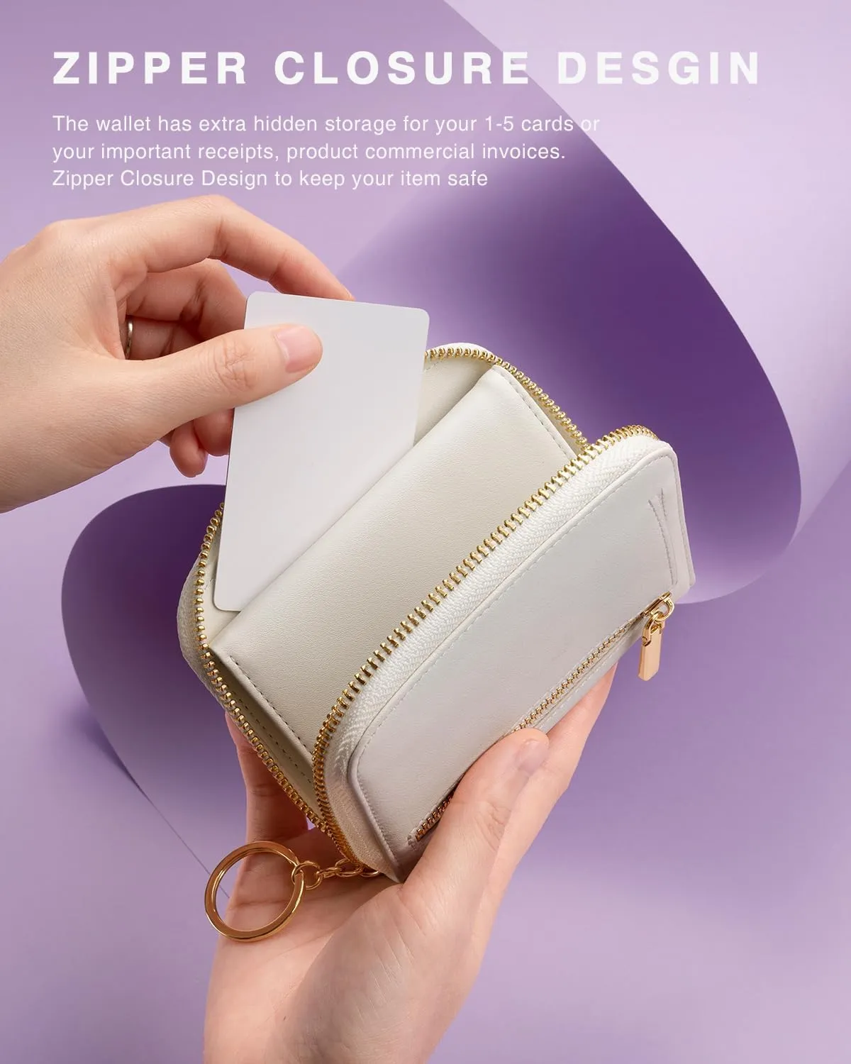 Small Wallet For Women RFID Blocking With Zipper Around Case Trifold Compact Leather Card Purse with Coin Pocket White