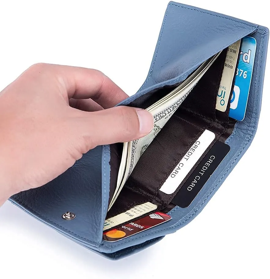 Small Wallet For Women RFID Leather Compact Card Wallets Womens Thin Front Pocket Purse (Pink)