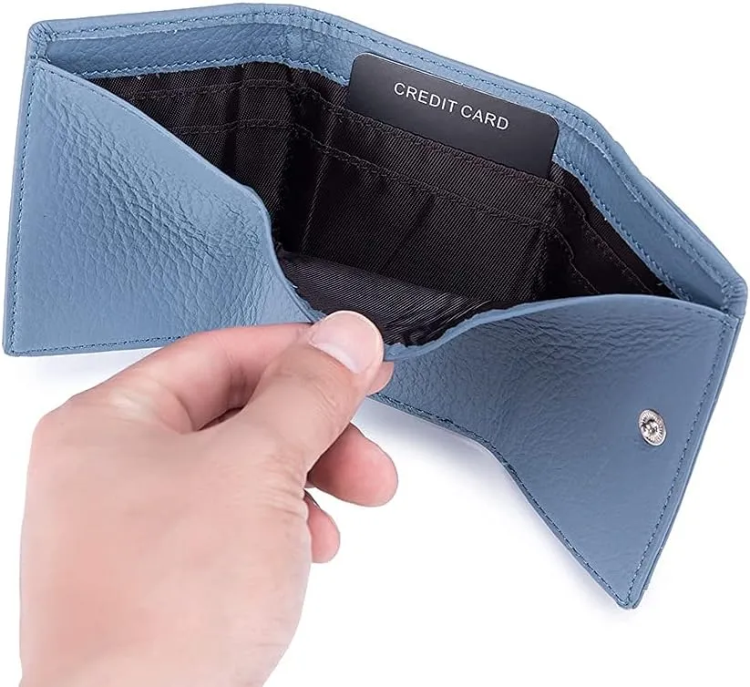 Small Wallet For Women RFID Leather Compact Card Wallets Womens Thin Front Pocket Purse (Pink)