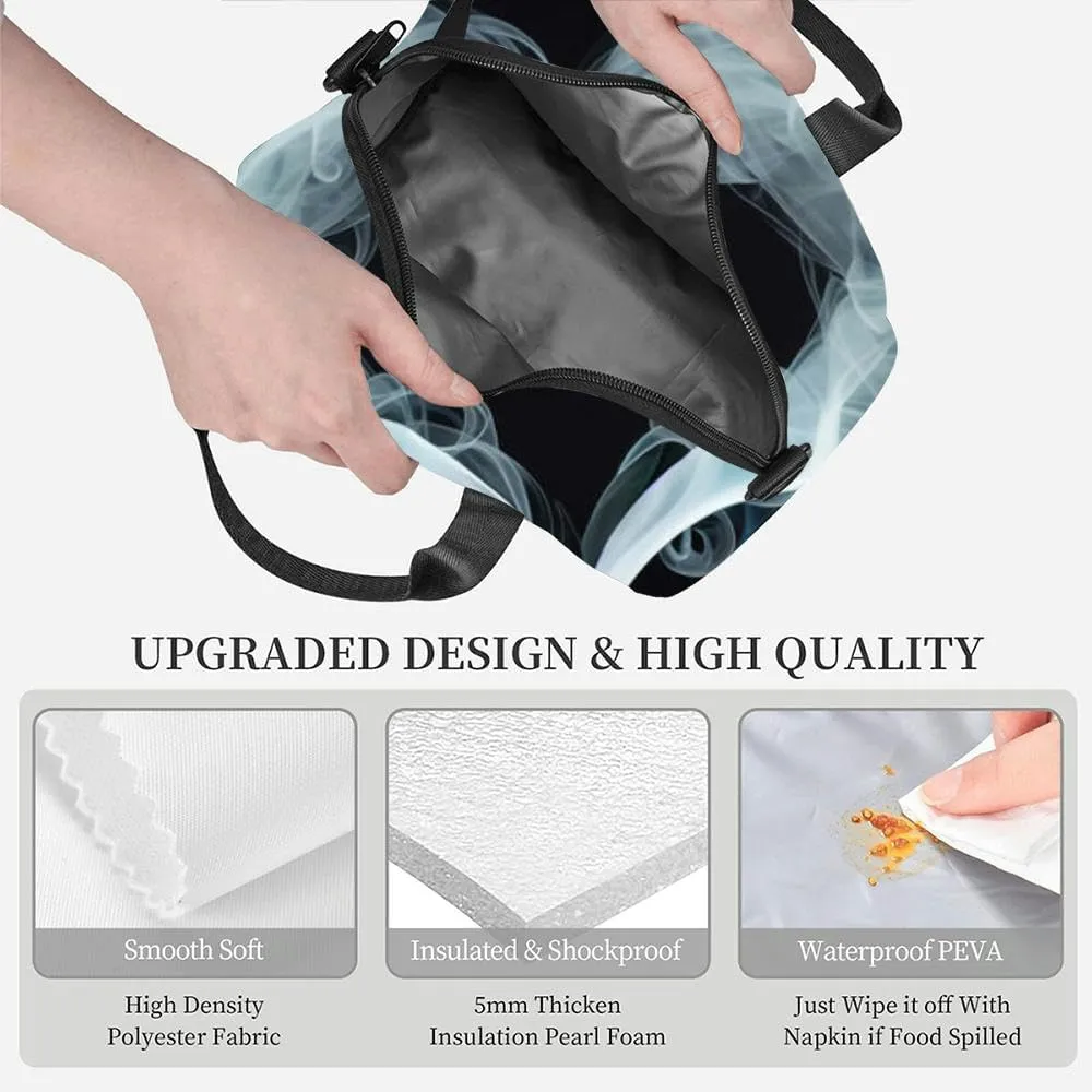 smoky heart beautiful heart made gray smoke a black aesthetics and Insulated Adult Lunch Bag with Shoulder Strap for Women Lightweight Reusable Portable Freezable Lunch Tote Bag for Work Picnic