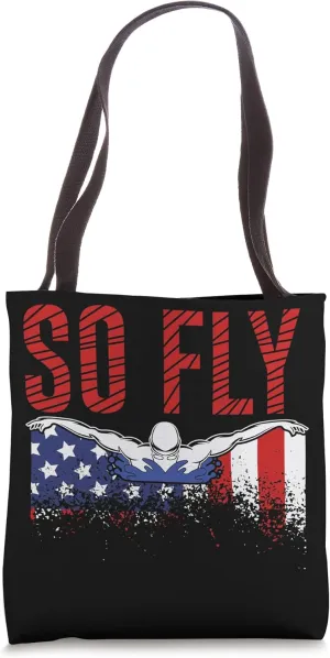 So Fly USA Swimming Team Sports Athlete US Swim Aquatic Tote Bag