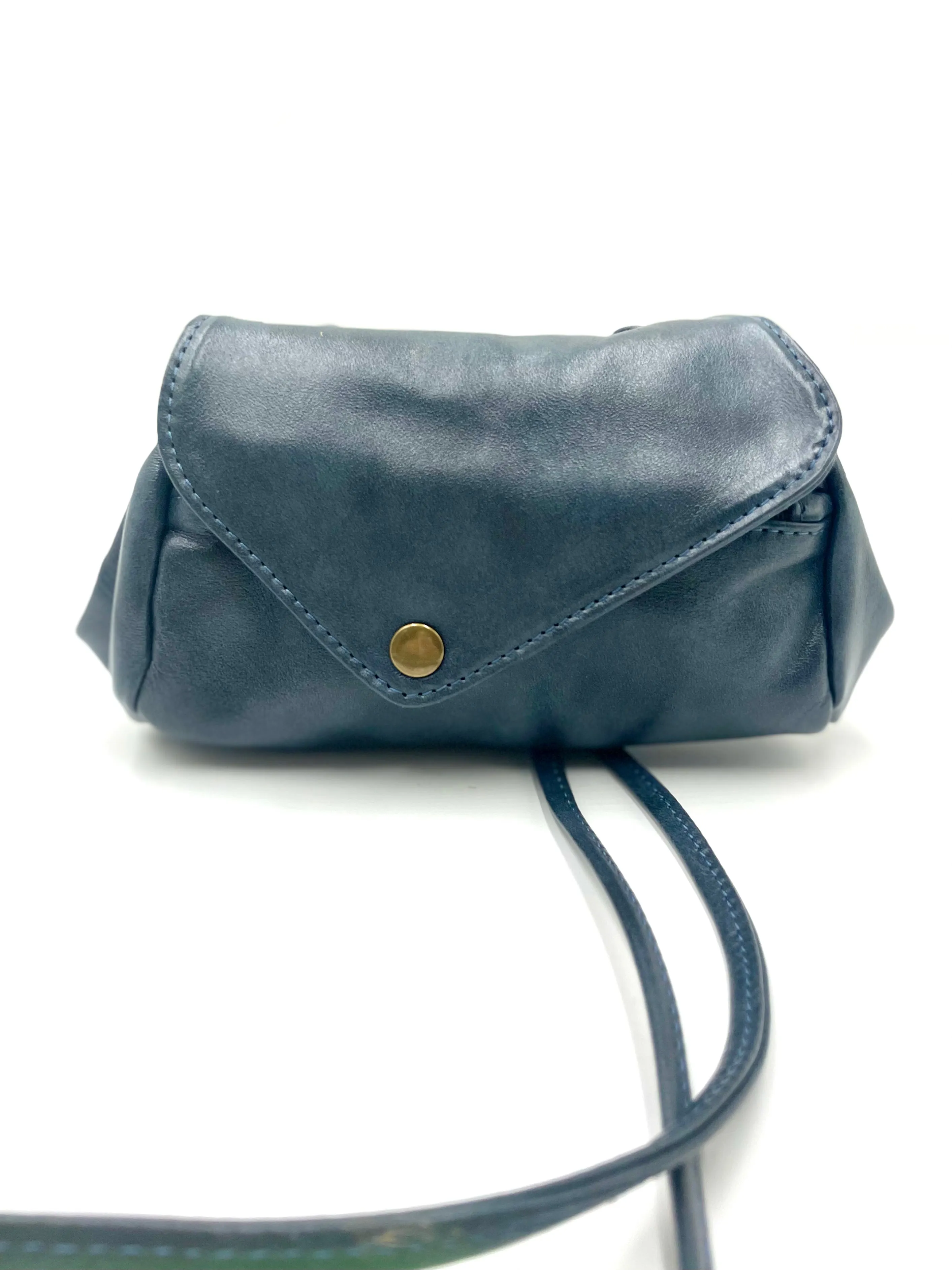 Sofia Crossbody Bag in blue Metallic Shiny Denim color Leather