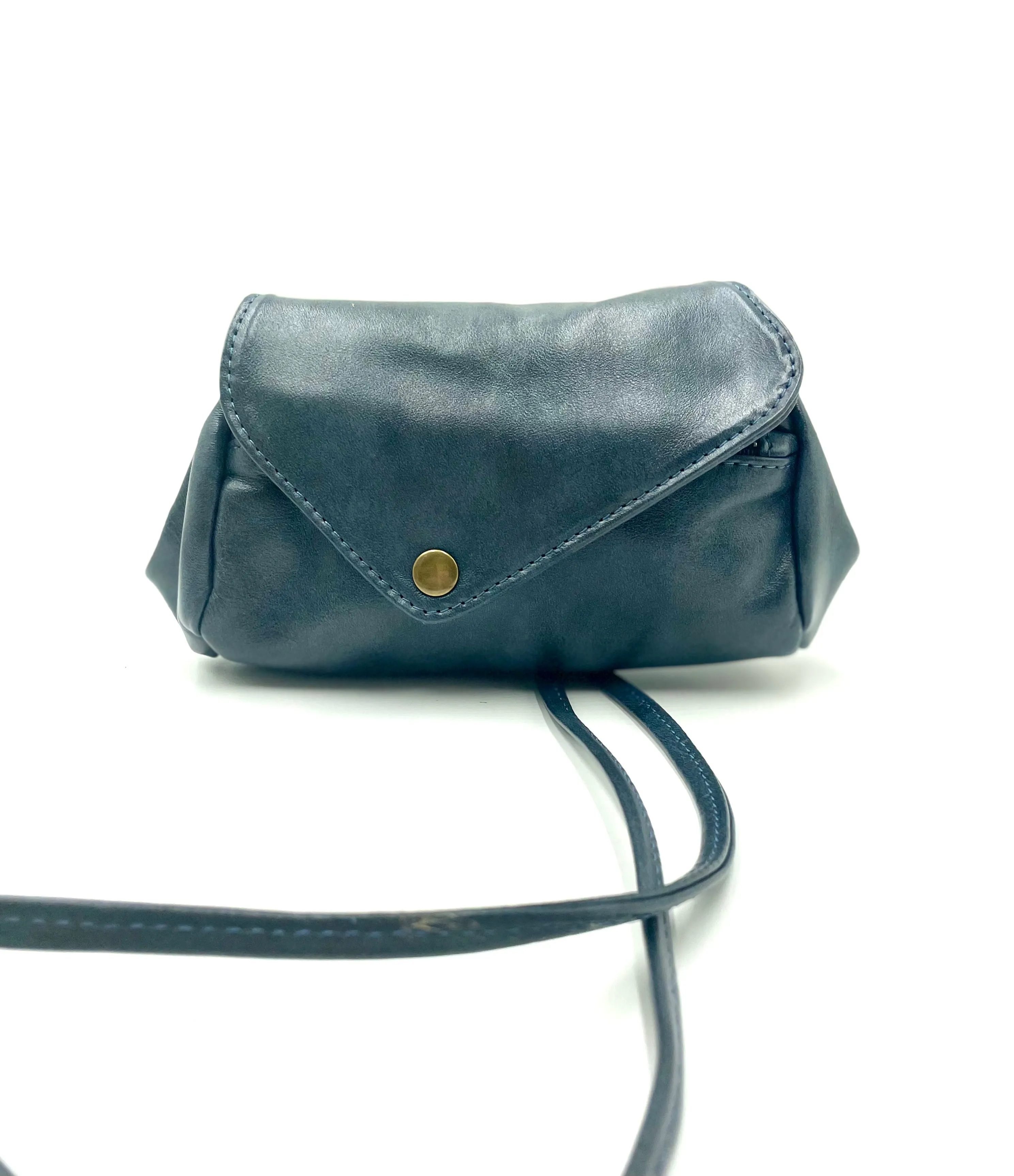 Sofia Crossbody Bag in blue Metallic Shiny Denim color Leather