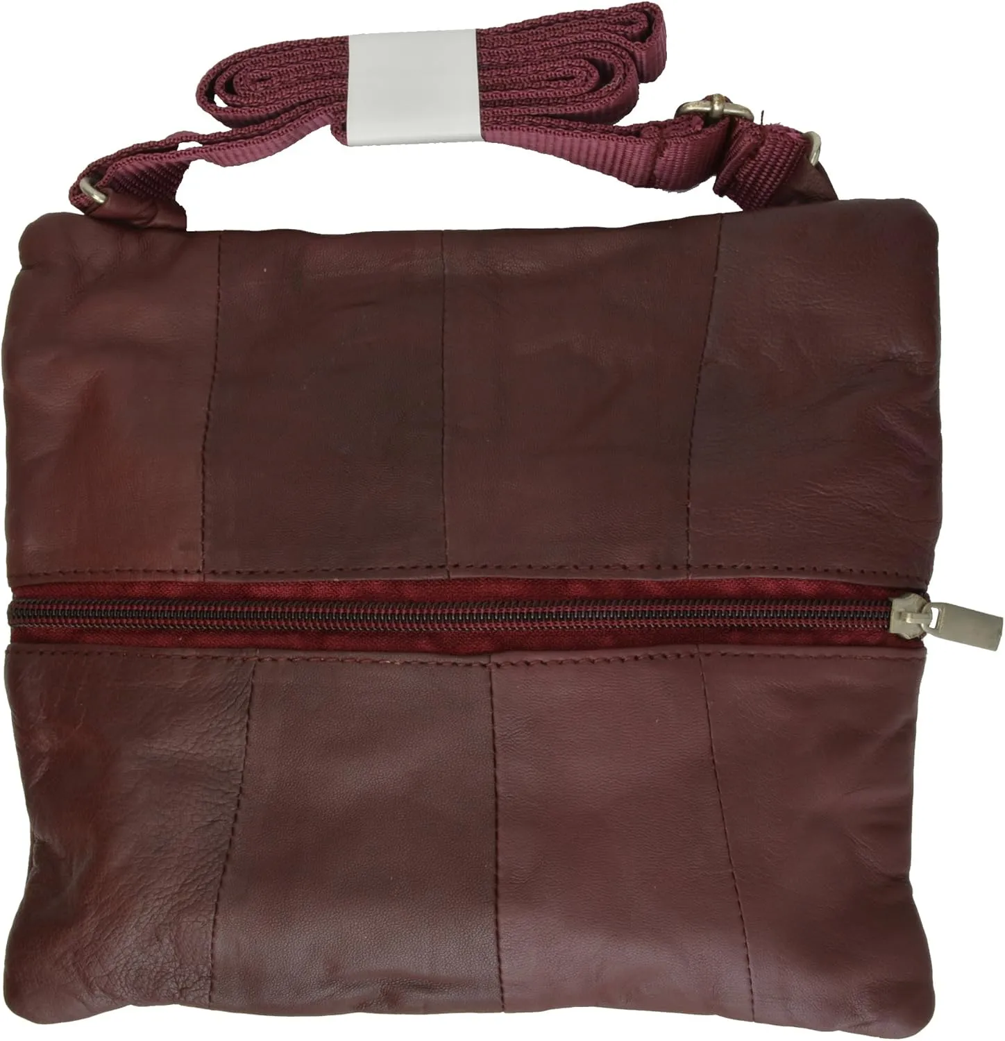 Soft Leather Cross Body Bag Purse Shoulder Bag 5 Pocket Organizer Micro HandbagTravel Wallet 7 colors (Burgundy)