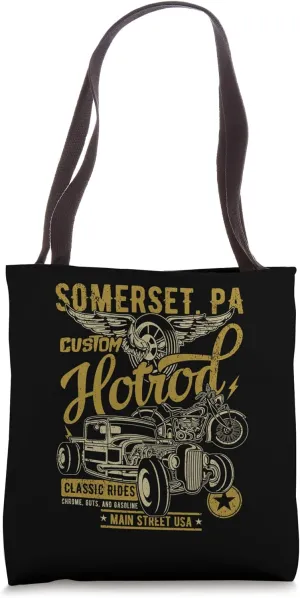 Somerset PA USA Vintage Hotrod Distressed Style Design Tote Bag