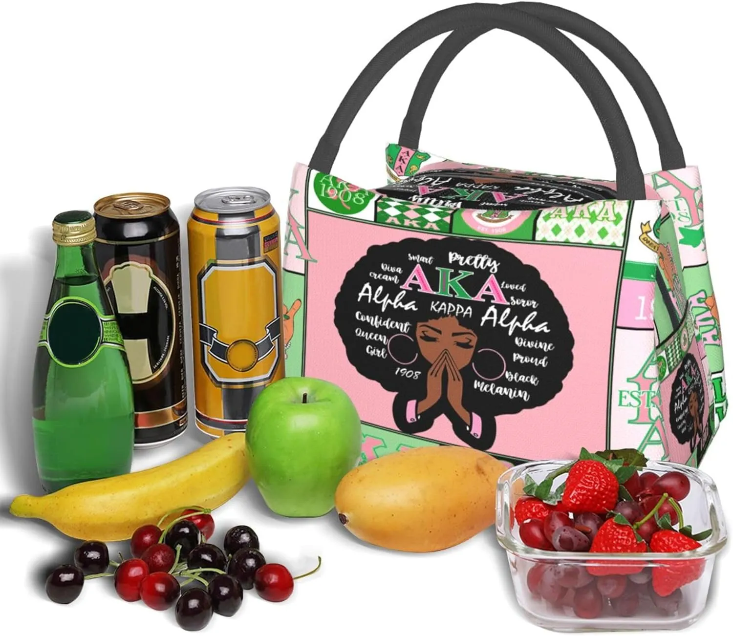 Sorority Gifts Unisex Lunch Box Large Capacity Cooler Insulated Reusable Portable Travel Picnic Lunch Tote Bags, style-9
