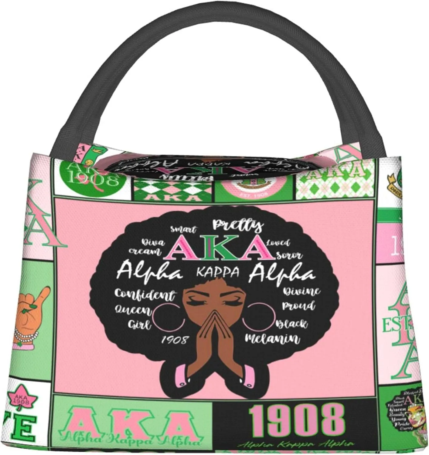 Sorority Gifts Unisex Lunch Box Large Capacity Cooler Insulated Reusable Portable Travel Picnic Lunch Tote Bags, style-9