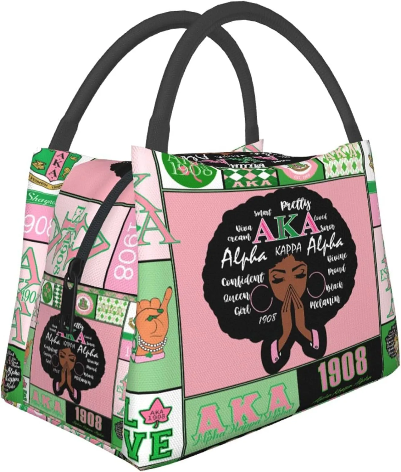 Sorority Gifts Unisex Lunch Box Large Capacity Cooler Insulated Reusable Portable Travel Picnic Lunch Tote Bags, style-9