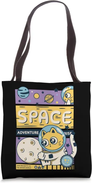 Space Adventure Arise Colorful Cat Space Adventure Art Tote Bag