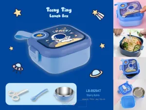 Space/Unicorn/Dino/Duck Printed Square Kids Lunch Box with Spoon And Scissor- 750 ml