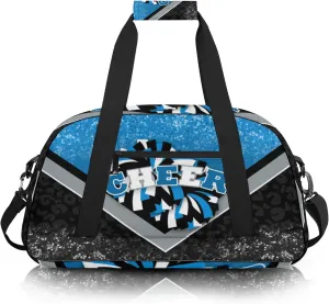 Sports Duffel Bag for Cheerleaders, Cheer Bag for Women, Travel Duffle Bag, Cheerleading Weekender Bag, Gym Bag (Blue&Black)