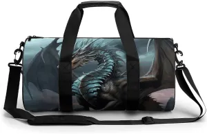 Sports Gym Bag for Women Men Travel Duffel Bag Cool Dragon Weekender Bag Canvas Carry on Overnight Bag for Travel Swimming Fitness Workout Sports Duffle Bag, 17.7in/9in/9in, style