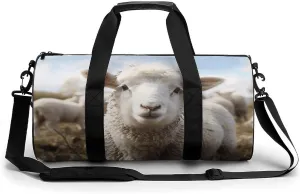 Sports Gym Bag for Women Men Travel Duffel Bag Cute Sheep Lamb Weekender Bag Canvas Carry on Overnight Bag for Travel Swimming Fitness Workout Sports Duffle Bag