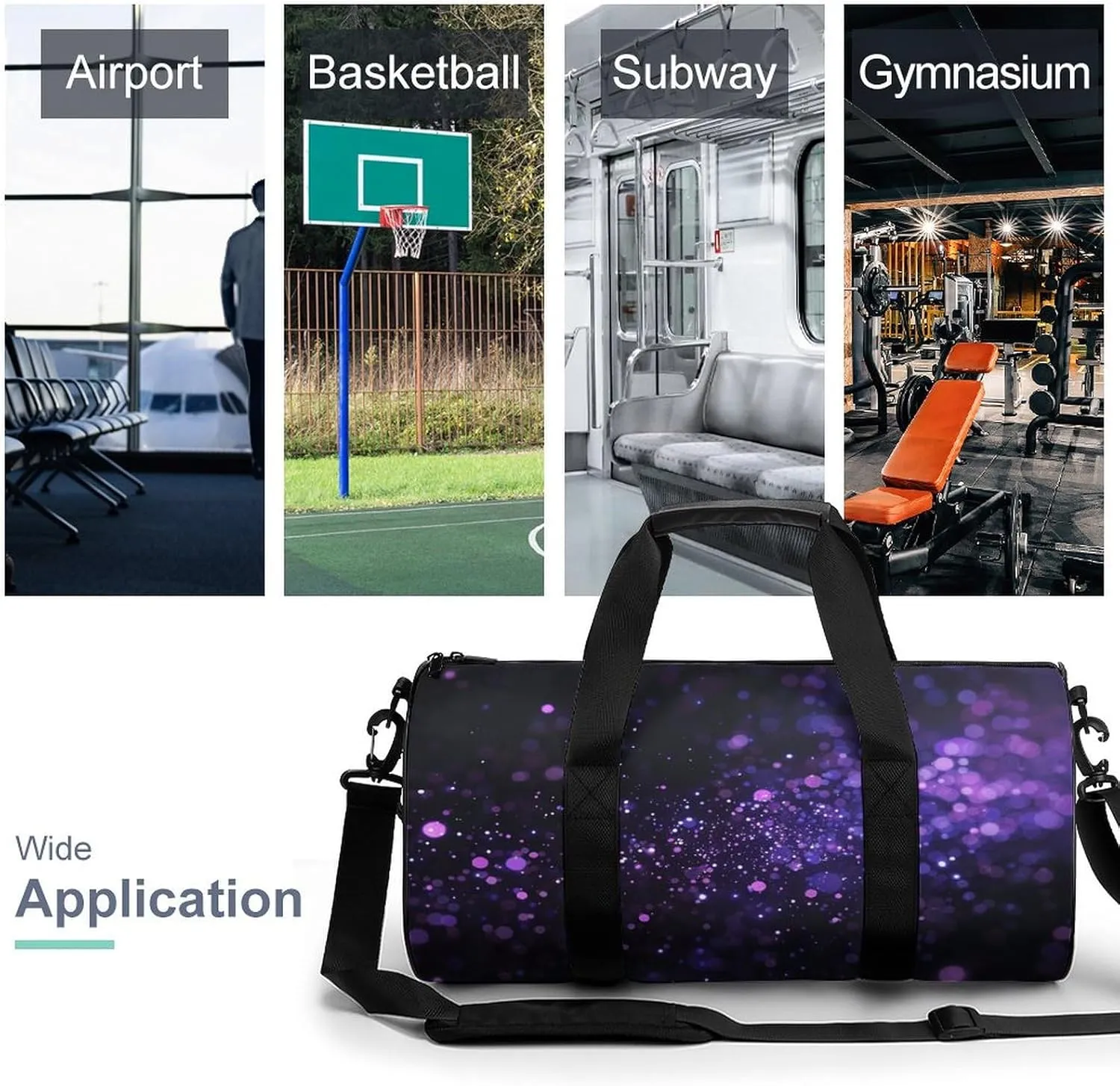 Sports Gym Bag for Women Men Travel Duffel Bag Emit A Soft Glow Weekender Bag Canvas Carry on Overnight Bag for Travel Swimming Fitness Workout Sports Duffle Bag, 17.7in/9in/9in, style-2