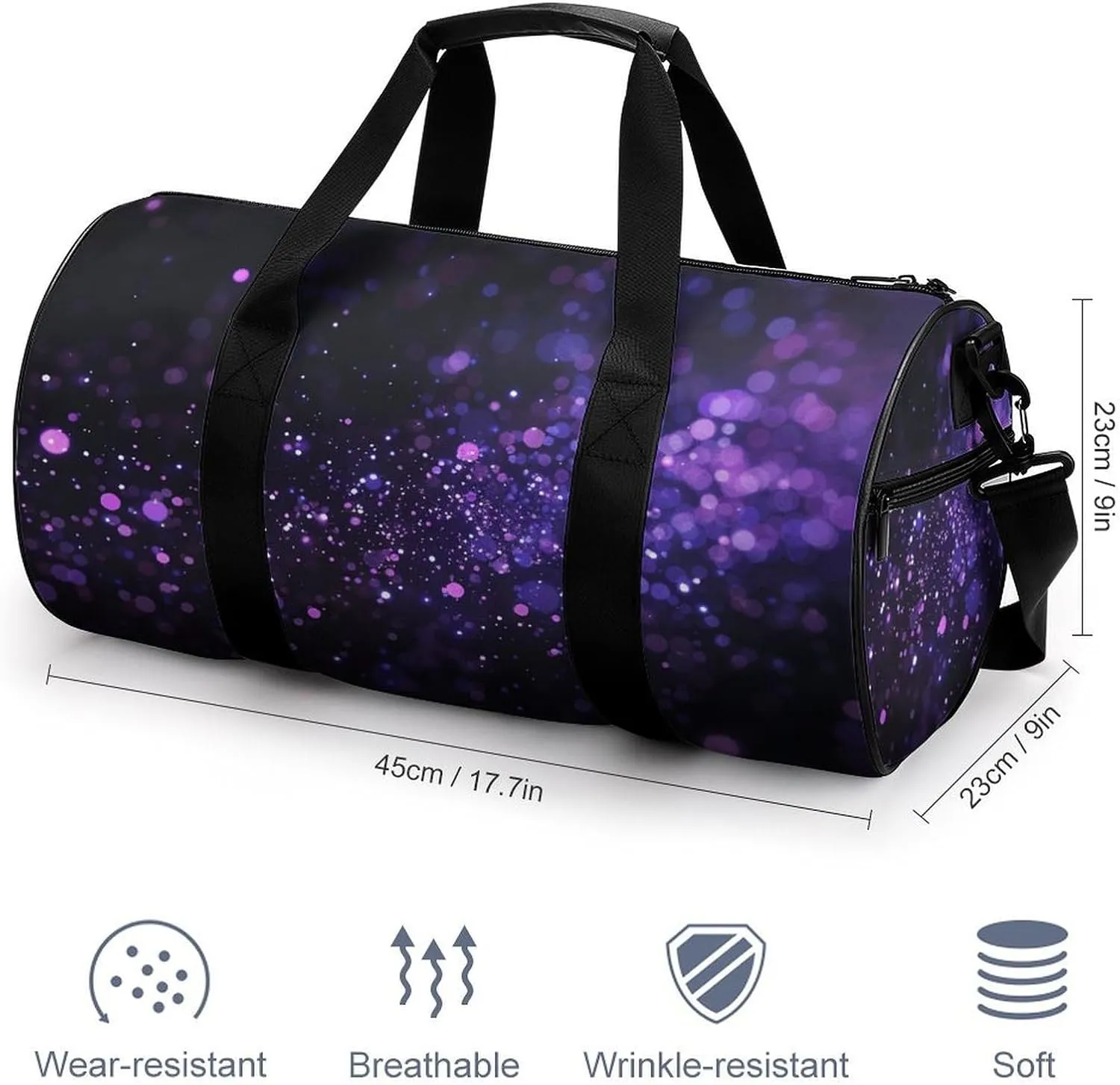 Sports Gym Bag for Women Men Travel Duffel Bag Emit A Soft Glow Weekender Bag Canvas Carry on Overnight Bag for Travel Swimming Fitness Workout Sports Duffle Bag, 17.7in/9in/9in, style-2