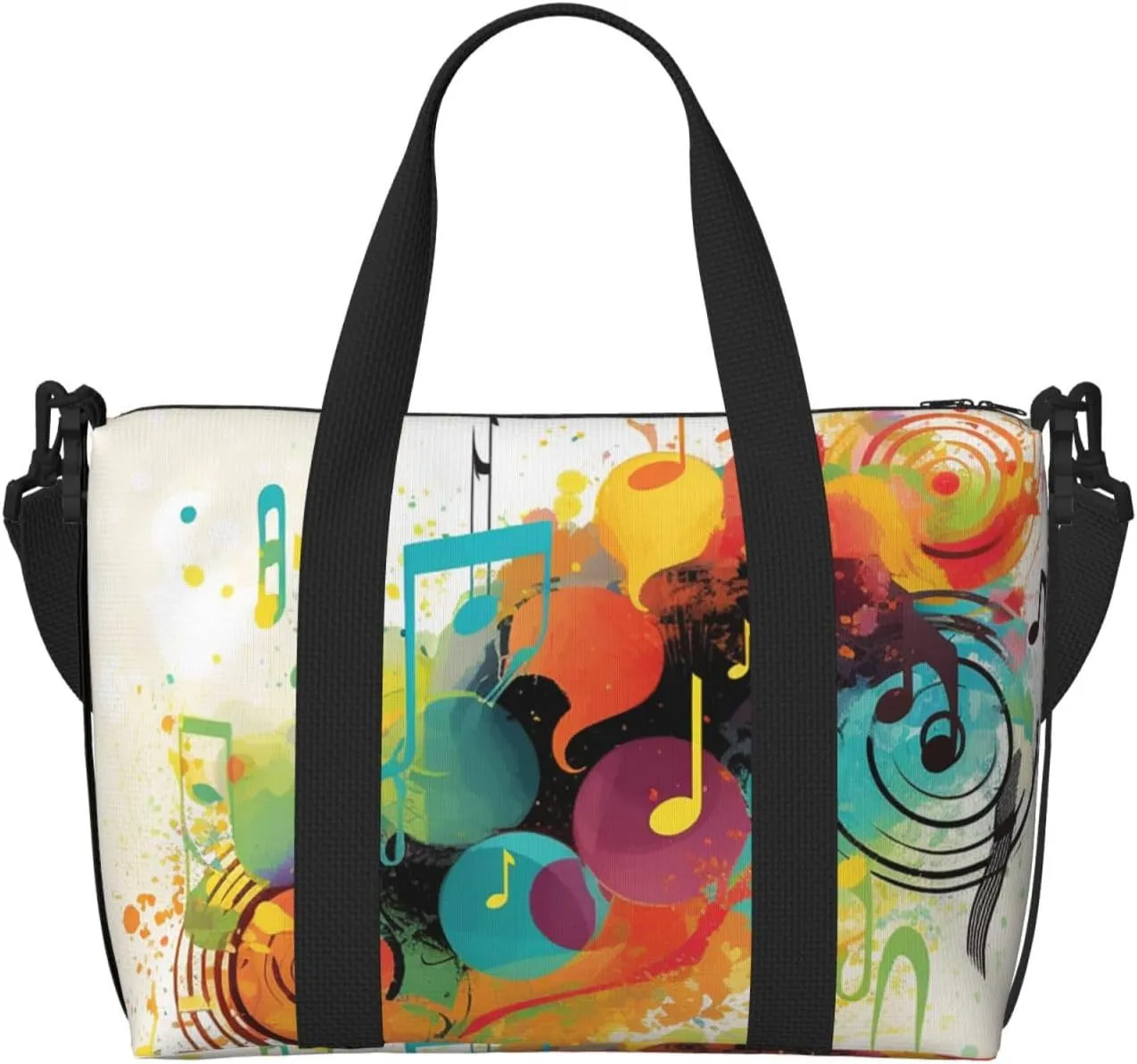Sports Gym Bag for Women Men Travel Duffel Bag Tote Abstract Music Themed Weekender Bag Canvas Carry on Overnight Bag for Travel Swimming Fitness Workout Sports Duffle Bag