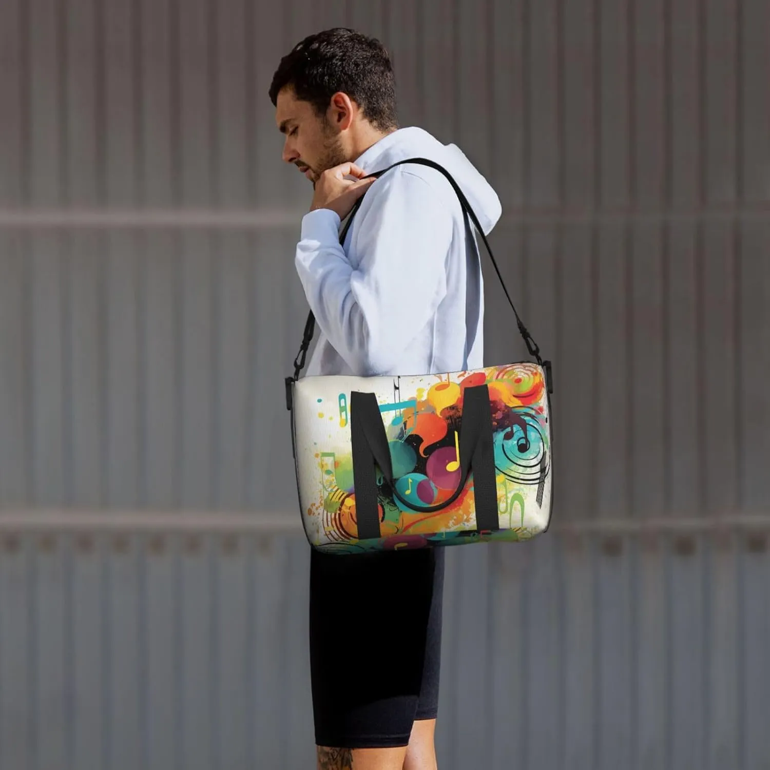 Sports Gym Bag for Women Men Travel Duffel Bag Tote Abstract Music Themed Weekender Bag Canvas Carry on Overnight Bag for Travel Swimming Fitness Workout Sports Duffle Bag