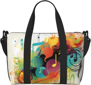 Sports Gym Bag for Women Men Travel Duffel Bag Tote Abstract Music Themed Weekender Bag Canvas Carry on Overnight Bag for Travel Swimming Fitness Workout Sports Duffle Bag