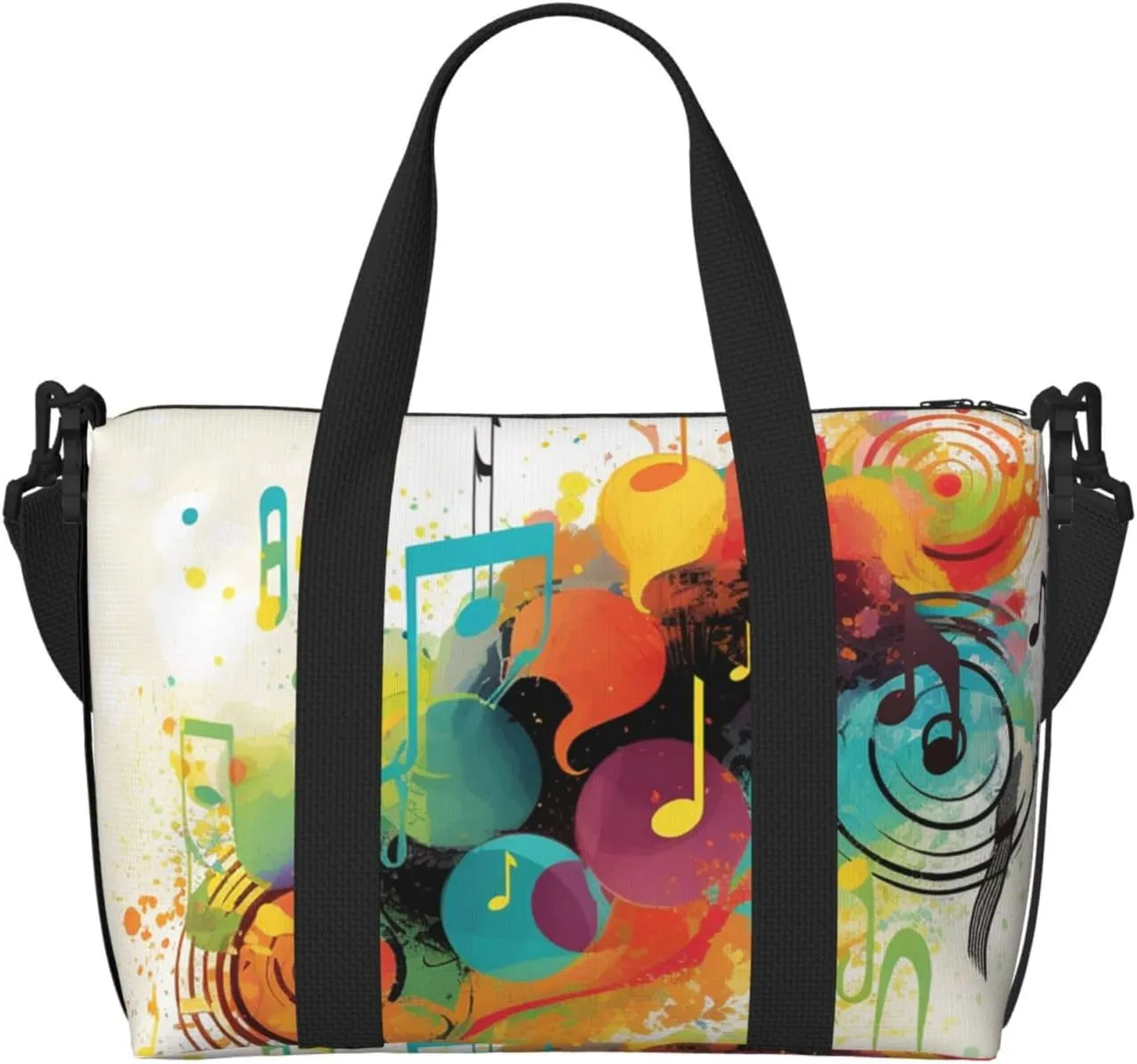 Sports Gym Bag for Women Men Travel Duffel Bag Tote Abstract Music Themed Weekender Bag Canvas Carry on Overnight Bag for Travel Swimming Fitness Workout Sports Duffle Bag