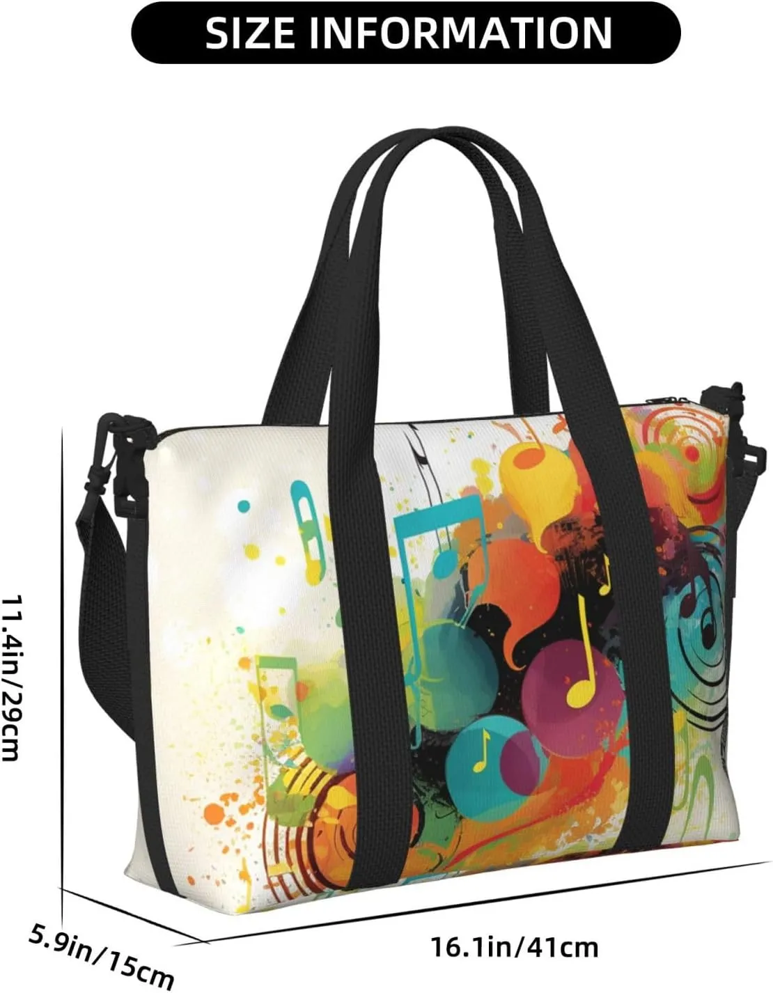 Sports Gym Bag for Women Men Travel Duffel Bag Tote Abstract Music Themed Weekender Bag Canvas Carry on Overnight Bag for Travel Swimming Fitness Workout Sports Duffle Bag